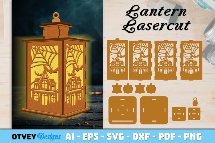 Haunted House Lantern Halloween Lasercut example image 1