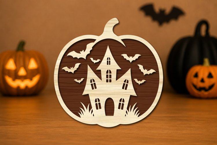 Haunted House Pumpkin Laser Cut