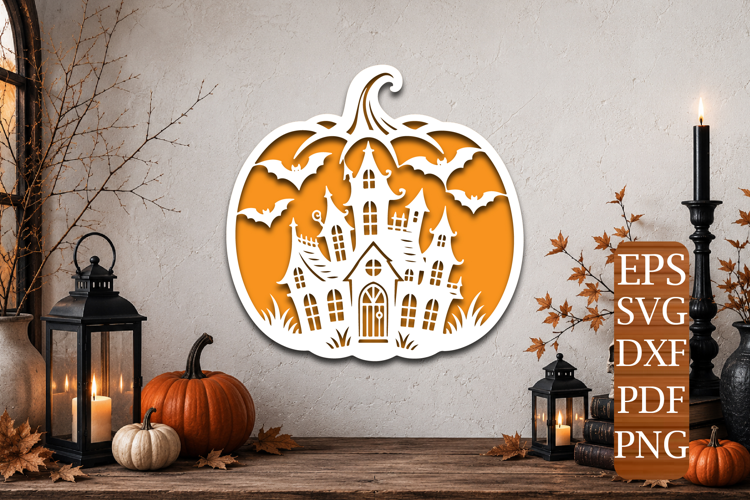 Haunted House Pumpkin Laser Cut SVG