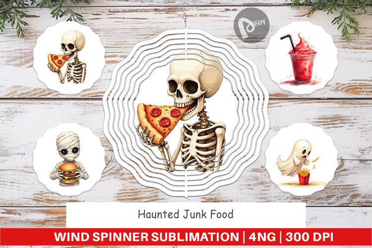 Wind Spinner Watercolor Haunted Junk Food
