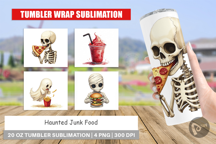 Tumbler Watercolor Haunted Junk Food