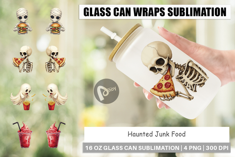 Glass Can Watercolor Haunted Junk Food