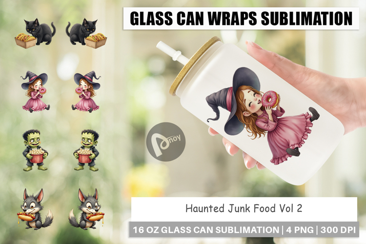 Glass Can Watercolor Haunted Junk Food
