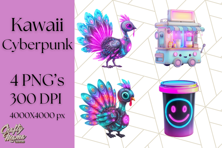 Cyberpunk Animals PNG Clipart, Kawaii Futuristic Animals
