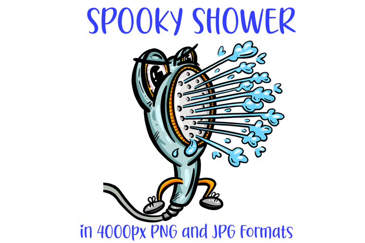 Haunted Shower Head Water Cartoon Character PNG JPG Sticker