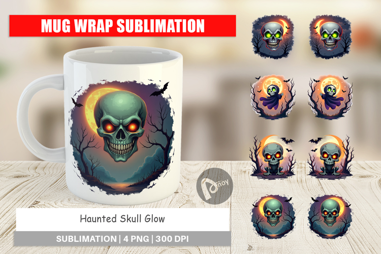 Mug Wrap Halloween Skull Glow
