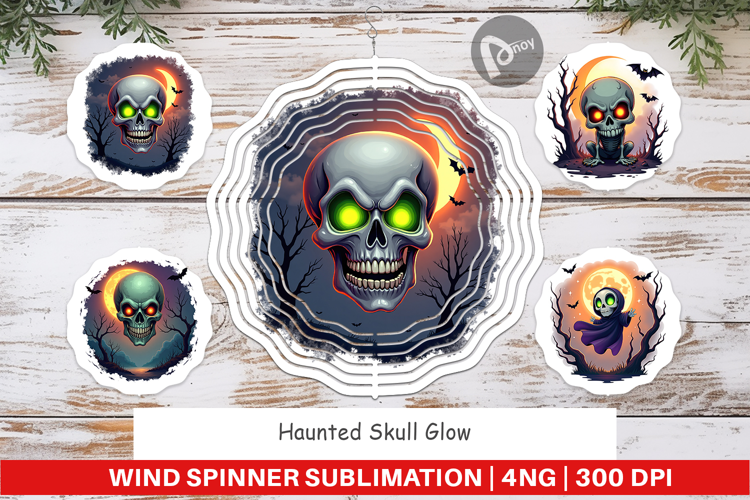 Wind Spinner Halloween Skull Glow
