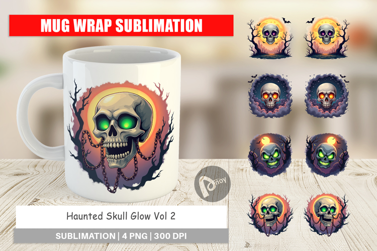 Mug Wrap Halloween Skull Glow