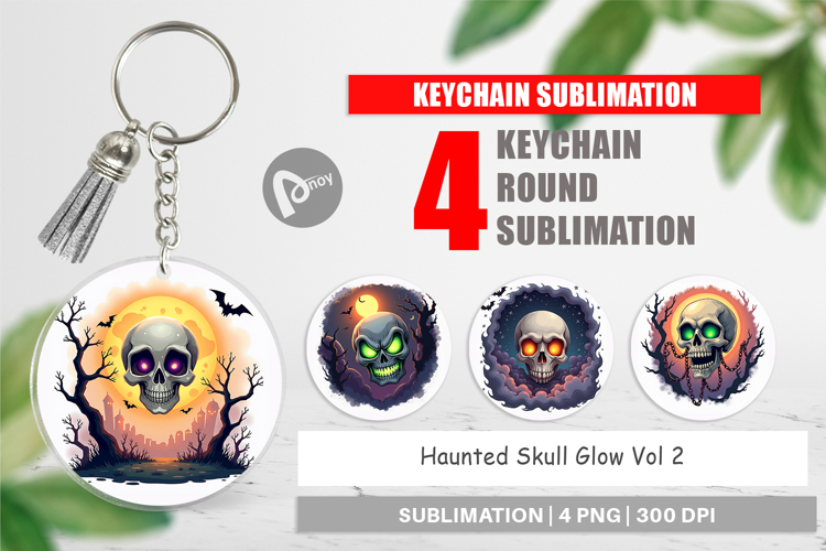 Keychain Halloween Skull Glow