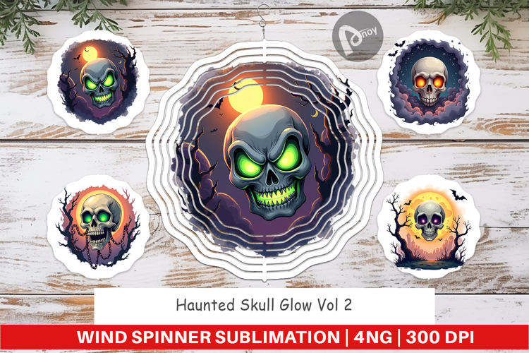 Wind Spinner Halloween Skull Glow
