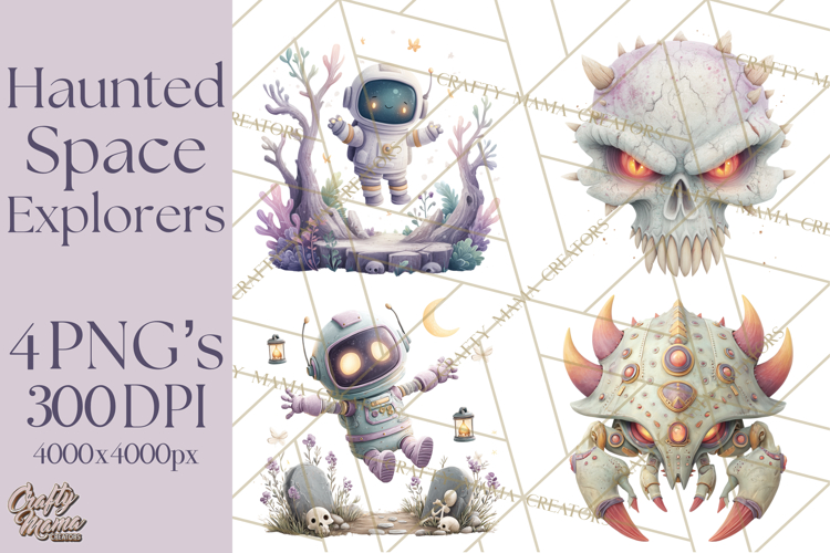 Halloween Space Explorers PNG, Creepy Astronauts   Aliens
