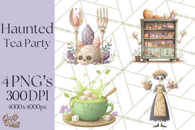 Dark Tea Party Clipart PNG, Halloween Clip Art