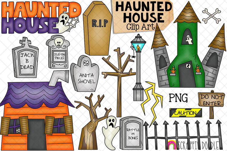 Haunted House ClipArt - Halloween - Graveyard - Tombstone