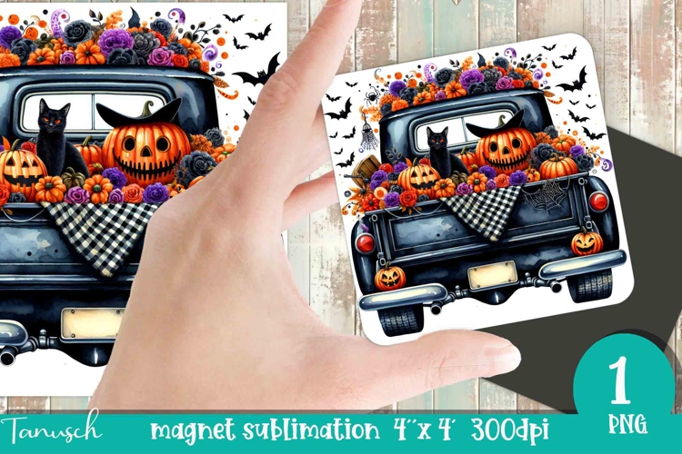 pumpkin full truck Halloween MAGNET sublimation PNG