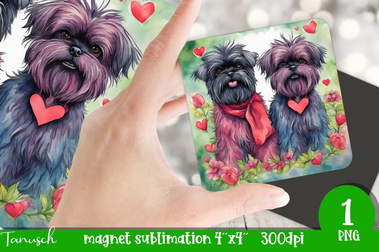 watercolor affenpinscher dog magnet sublimation PNG