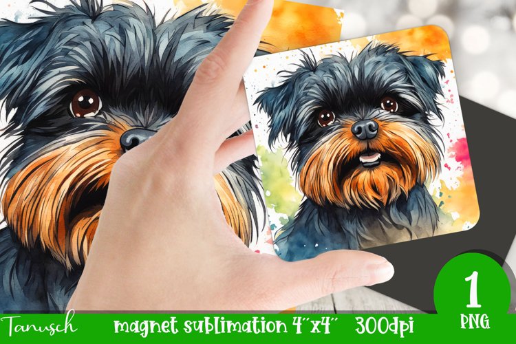 watercolor affenpinscher dog magnet sublimation PNG