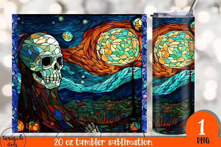 stained glass halloween sublimation 20oz tumbler design