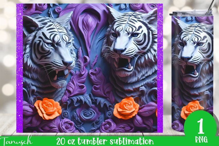 3d tiger plaster texture 20oz tumbler Sublimation SEEMLESS example image 1