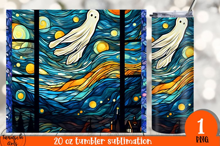 stained glass halloween sublimation 20oz tumbler design