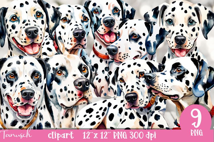 watercolor Dalmatian clipart Dog sublimation PNG