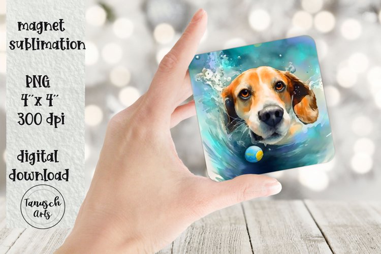 Underwater BEAGLE dog MAGNET Sublimation PNG DESIGN