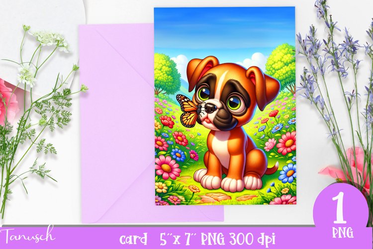 DOG card spring SUBLIMATION flowers PNG