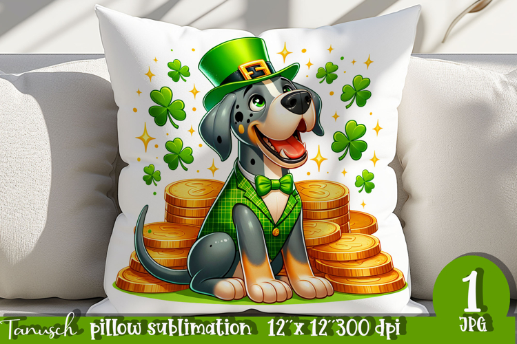 Great Dane dog St Patrick LUCKY pillow sublimation