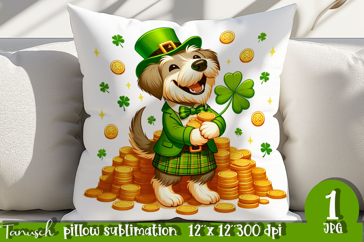 Irish Wolfhound dog St Patrick LUCKY pillow sublimation