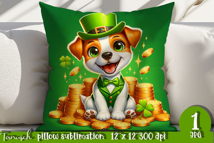 Jack Russel dog St Patrick LUCKY pillow sublimation