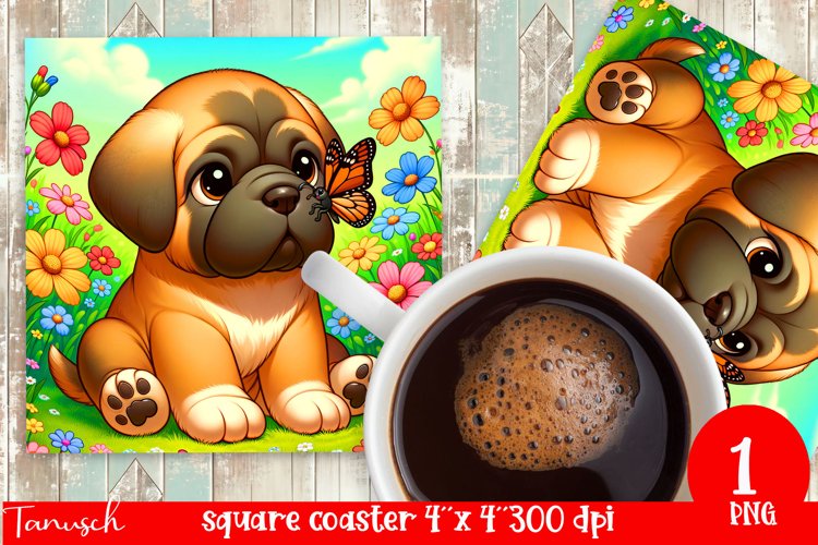 funny MASTIFF square coaster Sublimation PNG