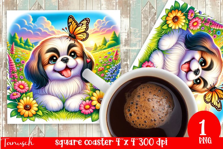 funny PEKINESE DOG square coaster Sublimation