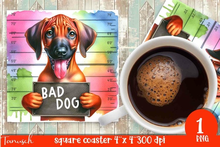 funny mugshot dog coaster sublimation design