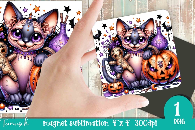 funny Creepy sublimation Halloween CAT magnet