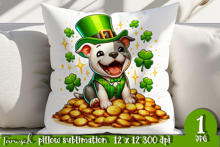 Staffordshire dog St Patrick LUCKY pillow sublimation