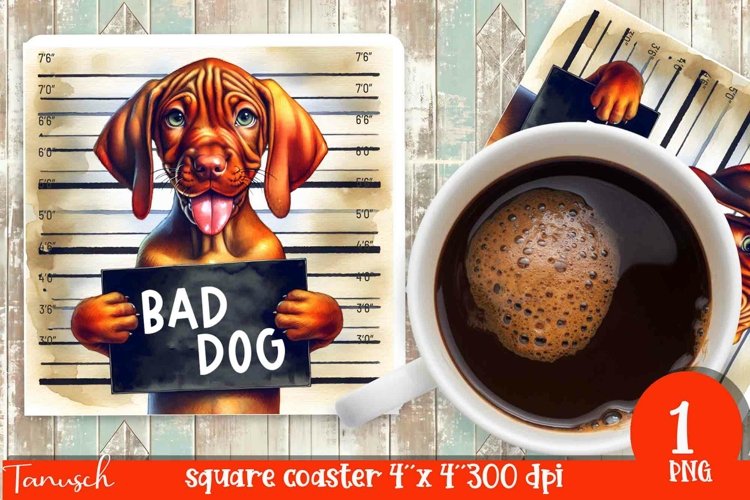 funny mugshot dog coaster sublimation design