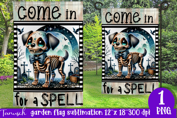 vintage Creepy sublimation Halloween Garden Flag PNG