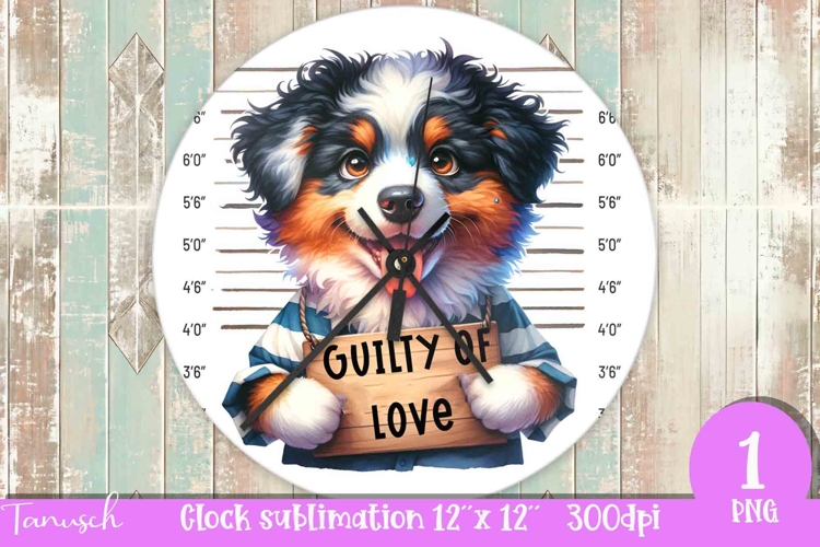 funny mugshot dog in prison Wall Clock sublimation design