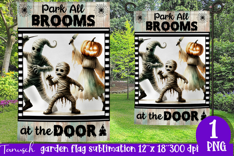 vintage Creepy sublimation Halloween Garden Flag PNG