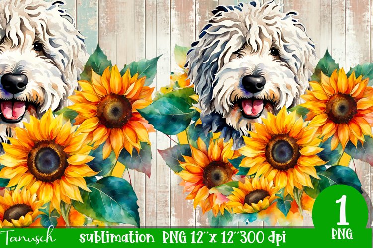 watercolor Komondor dog sublimation PNG