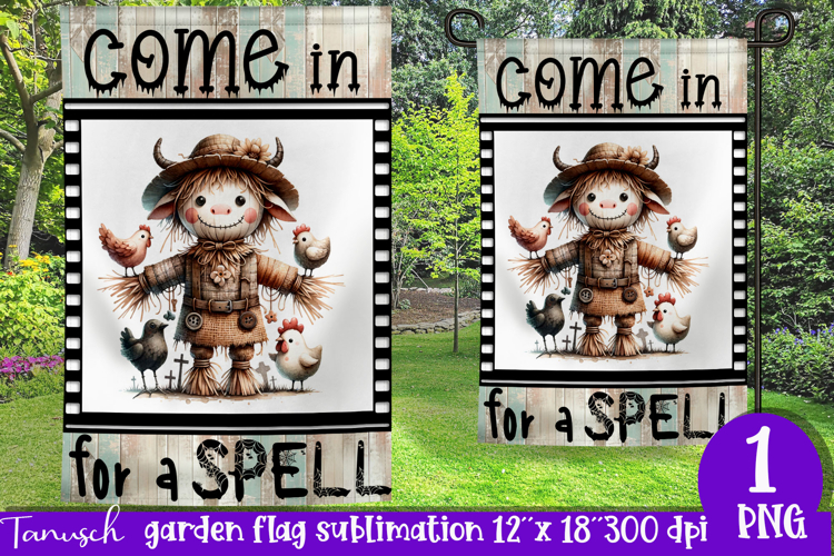 vintage Creepy sublimation Halloween Garden Flag PNG