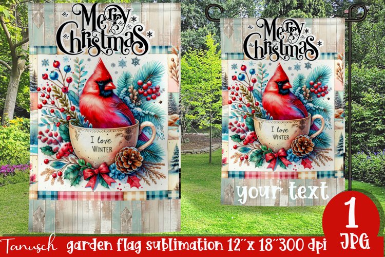 cute rustic Christmas Garden Flag sublimation