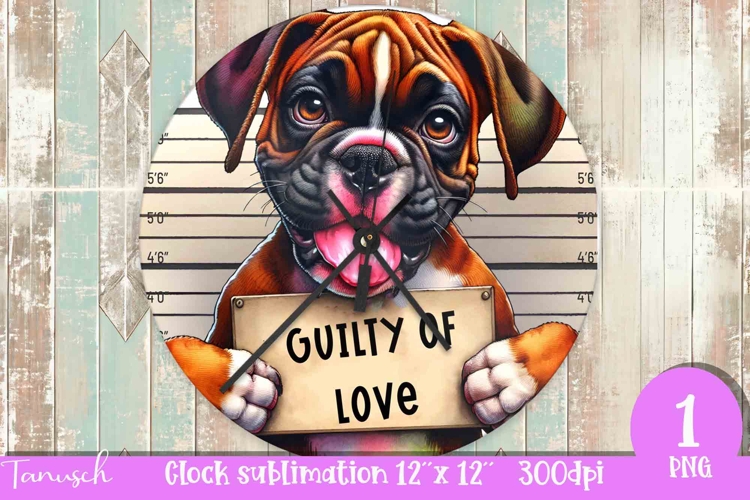 funny mugshot dog in prison Wall Clock sublimation design