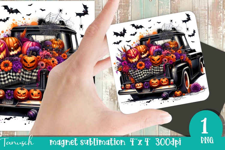pumpkin full truck Halloween MAGNET sublimation PNG