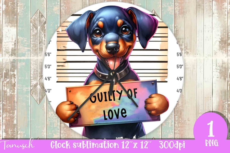 funny mugshot dog in prison Wall Clock sublimation design