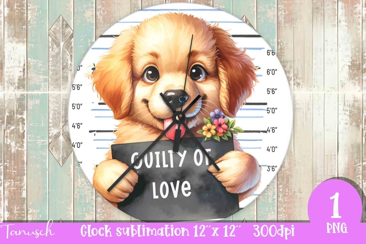 funny mugshot dog in prison Wall Clock sublimation design