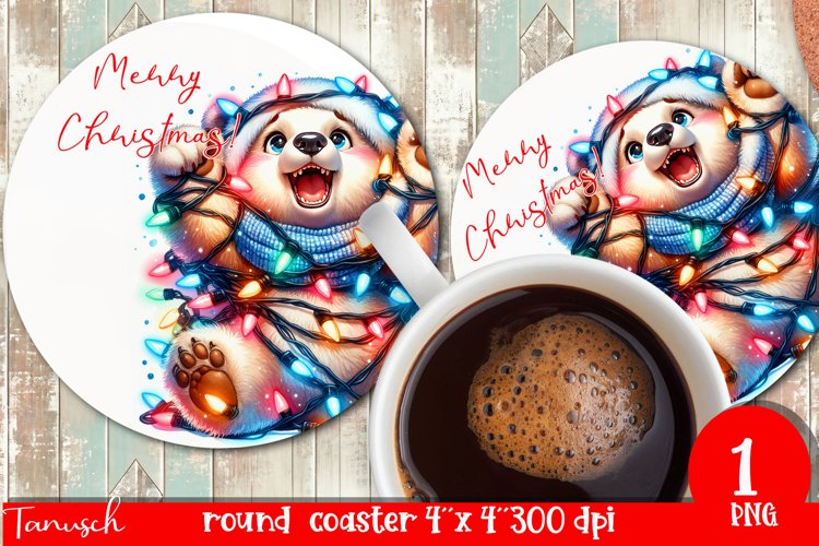 funny christmas round coaster Sublimation PNG