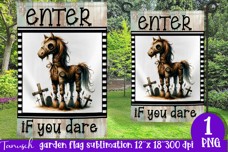 vintage Creepy sublimation Halloween Garden Flag PNG