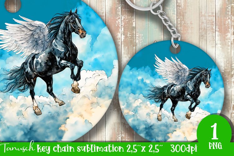 watercolor horse keychain Sublimation design PNG