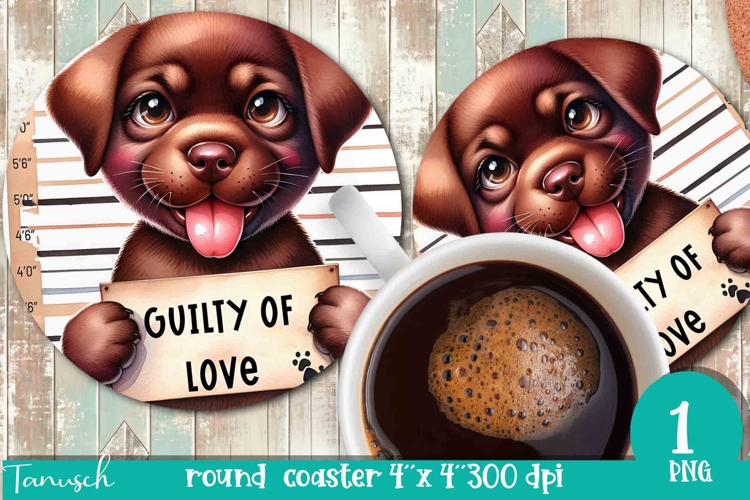 funny mugshot dog in prison Round Coaster sublimation design