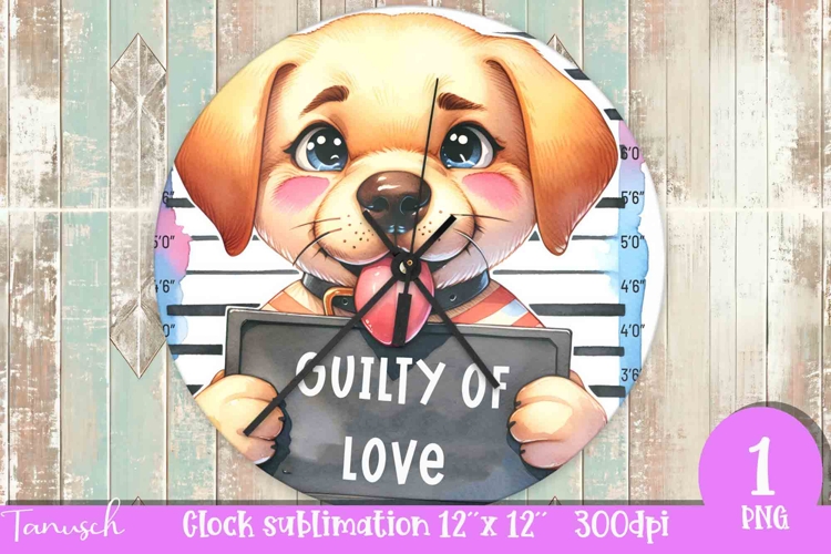 funny mugshot dog in prison Wall Clock sublimation design